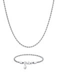 3mm white gold rope chain necklace and bracelet set by Iceman Society