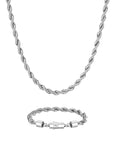 6mm white gold rope chain necklace and bracelet set by Iceman Society