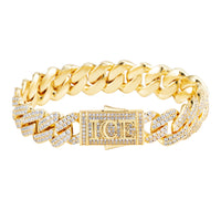 ICE PRONG - 13mm 古巴手鍊 (Yellow Gold)