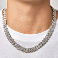 ICE PRONG - 13mm 古巴項鍊 (White Gold)