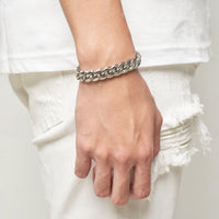 PLAIN - 12mm 古巴手鍊 (White Gold)